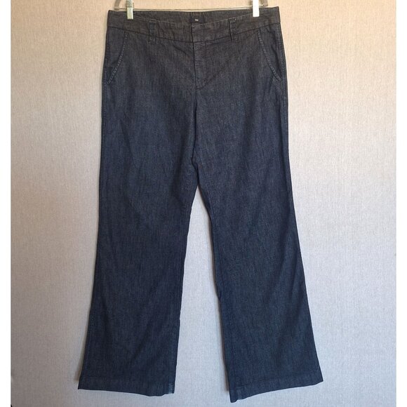 💙 Gap Long Wide Leg Thick Denim Look Trousers Size 36/34 Preppy Fall Work Offic - Picture 1 of 8